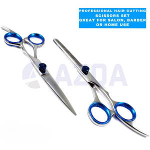 Ensemble professionnel de ciseaux de coiffure et d'éclaircissage en acier inoxydable avec vis réglable, repose-doigts et étui en cuir PU pour la vente en gros - Product Image 5