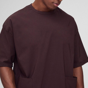 Camiseta de Algodón de Color Sólido para Hombre, Talla Grande, Manga Corta, Cuello Redondo, Estilo Casual, Teñido Liso, Corte Regular, Diseño Personalizado 2026 - Product Image 3