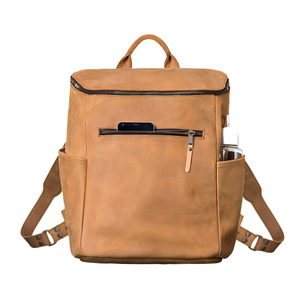 Sac à langer en cuir véritable fait main, fermeture éclair, multi-poches, sac à dos pour bébé, logo personnalisé, grande capacité, sac à langer - Product Image 4