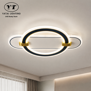 Plafonnier LED moderne à trois modes d'éclairage, design anneau en acrylique plastique, montage encastré pour salon et chambre, 50 cm - Product Image 1