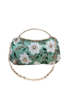 Floral Printed Embroidered Clutch Bag Women Designer Evening <b>Wedding</b> Party <b>Handbag</b> - Product Image 1