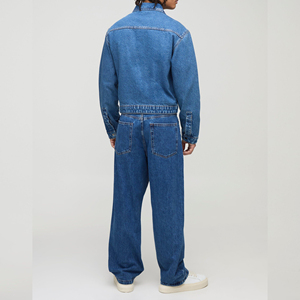 Quality Casual Embroidered Windproof Oversized Drop Shoulder Denim <b>Jeans</b> <b>Jacket</b> for Men Distressed <b>Black</b> 100% Cotton Winter - Product Image 3
