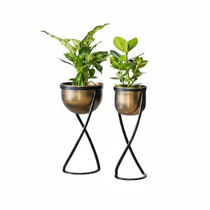 Support de plantes moderne à 3 niveaux en métal et bois, porte-pot de fleurs d'intérieur, étagère d'angle décorative pour salon et balcon - Product Image 3