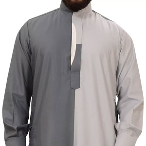 <b>Men's</b> High Quality Traditional Muslim <b>Thobe</b> Jubbah Custom Logo Beaded Embroidered Saudi Wear Newest Simple Style - Product Image 4
