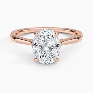 Elegante Anillo de Compromiso Solitario de Moissanita con Corte Ovalado en Oro Blanco, con Detalle de Hoja, Joyería Nupcial Clásica - Product Image 5