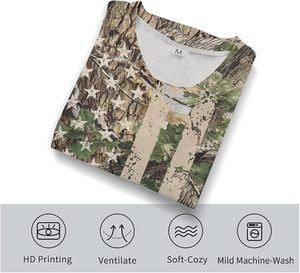 Men Camo American <b>Flag</b> Print Short Sleeve T-Shirt O-Neck Casual Regular Fit Breathable Knitted Polyester - Product Image 3
