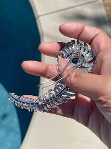 Broche de luxe en plumes de paon, argent 925, diamant Moissanite, bijoux colorés pour femmes, accessoire élégant pour les soirées - Product Image 3