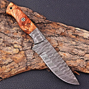 Couteau à lame pointue en acier Damas artisanal avec manche en bois pour la chasse, lames en acier Damas à vendre - Product Image 6