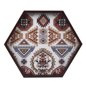 Bandeja de Servir de Madera con Forma Hexagonal, Plato Decorativo con Estampado Geométrico Tribal de Alta Calidad para Pedidos al por Mayor - Product Image 1