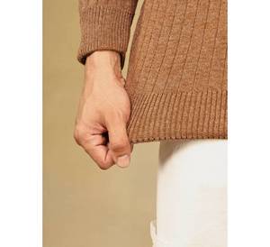 Pull côtelé à col montant pour homme, coupe ajustée, tricoté, OEM/ODM - Product Image 5