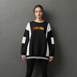 Nueva Sudadera de Felpa para Mujer, Estilo Urbano, Oversize, 100% Algodón, Lavado Ácido, Estampado de 2 Colores en la Parte Delantera, Transpirable y Cálida para Invierno - Product Image 5