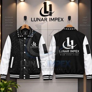 Custom <b>Black</b> White Varsity Letterman <b>Jacket</b> for <b>Men</b> OEM Private Label Streetwear Embroidery Eco-Friendly Waterproof 100% Wool - Product Image 4