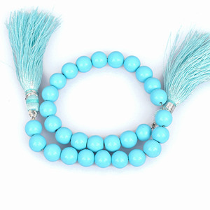 Perles synthétiques de turquoise en vrac, 12 grammes, 6x7 mm, rondes, lisses, en forme de briolette, pour la fabrication de bijoux |   Fil de fer à une brin - Product Image 1