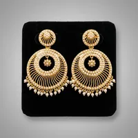 Boucles d'oreilles pendantes en perles Jadau plaquées rhodium, style vintage indien, pour mariages et fêtes, bijoux de déclaration inspirés de Kundan