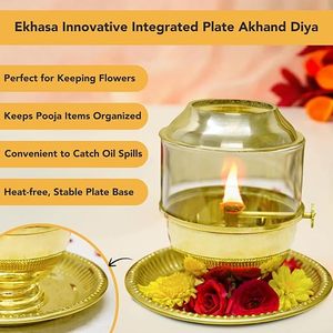 Diya en laiton avec couvercle en verre résistant à la chaleur, décoration d'intérieur, porte-bougie - Product Image 5