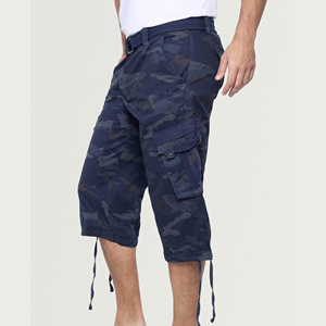 Pantalon Capri Homme en Tissu Peigné de Haute Qualité, Teint Uni, Léger, Taille Mi-Haute Élastique, Multi-Poches, Vente en Gros - Product Image 4