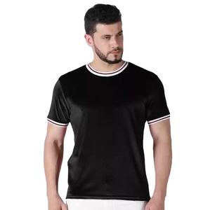 2024 gros couleur unie hommes velours t-shirts respirant personnalisé velours hommes velours t-shirt - Product Image 3