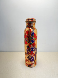 Botella de Agua de Cobre Puro con Estampado Floral Vibrante de Primera Calidad, 1000 ml, Diseño de Flores Multicolor, Botella Metálica a Prueba de Fugas - Product Image 5