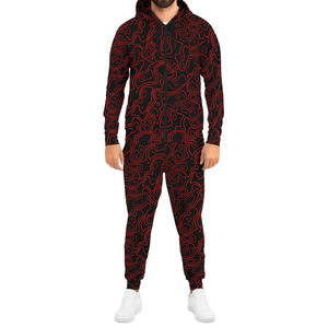 Men's Winter Streetwear 100% <b>Polyester</b> Breathable Printed Sublimation Transfer Track Suit 2-Piece Set with Custom Logo - Product Image 1