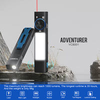 Lampe torche plate OCSHARK YC8001 EDC 880 lumens, rechargeable USB-C, lumière latérale, faisceau rouge, buzzer, base magnétique, lampe de travail et de camping