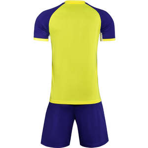 Ensemble de maillot et short de football jaune et bleu pour homme, respirant, en polyester, uniforme de sport pour adulte - Product Image 3
