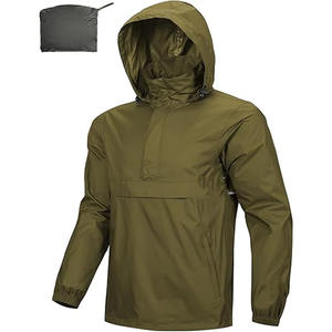 Veste de pluie personnalisée imperméable pour homme avec capuche à cordon et fermeture à boutons, postée par Dress Sports - Product Image 1