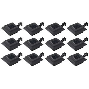 Juego de 12 Lámparas Solares de Pared para Exteriores, Compactas, de Plástico y Metal Negro - Product Image 1