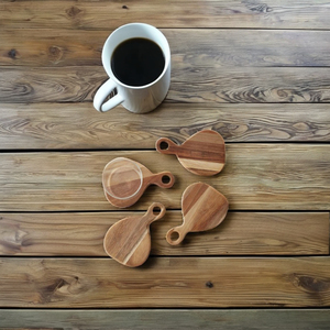 ที่รองจานไม้อะคาเซียทำด้วยมือใหม่ที่รองจานไม้ธรรมชาติสำหรับถ้วยชาอุปกรณ์รับประทานอาหารและเครื่องดื่มเสื่อและแผ่นรองสำหรับใช้ในครัวเรือนร่วมสมัย - Product Image 1