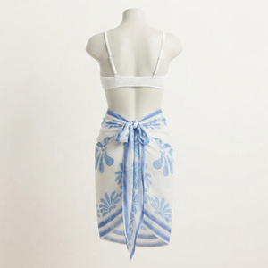 <b>Women's</b> 2 Piece Bikini Set White Floral Print Spandex/Polyester High Cut <b>Skirt</b> Bottom Triangle Top Breathable Eco-Friendly Quick - Product Image 3
