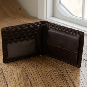 Cartera Regal Three de Cuero Genuino, Cartera Corta Minimalista para Hombre, Cierre Plegable, Hecha a Mano, para Uso Diario, Portamonedas de Cuero Unisex - Product Image 4