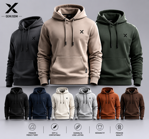Sudadera con Capucha para Hombre X Sports City, Tejido y Peso 100% Felpa Francesa, Ajustable con Ojales Metálicos, Bolsillo Canguro, Puños Acanalados - Product Image 1