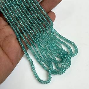 Cuentas redondas lisas de apatita azul verdosa natural, hilo de cuentas de apatita, cuentas sueltas de piedras preciosas para la fabricación de joyas, collar, pulsera - Product Image 2