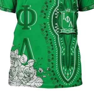 Camiseta personalizada Iota Phi Lambda, diseño Dashiki de rosa blanca, LT7 verde esmeralda, camiseta de la hermandad Iota Phi Lambda - Product Image 3
