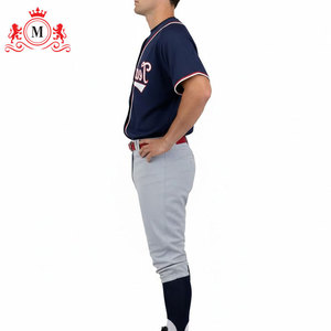 Maillot de baseball bleu pour homme avec accents rouges et blancs, en polyester respirant, taille adulte, nom d'équipe personnalisé imprimé - Product Image 4