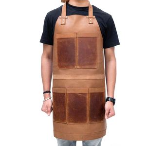 Leather Designer Apron Leather <b>Tool</b> Apron Welding Multi-use Leather <b>Carpenter</b> Apron With 3 Pockets - Product Image 1