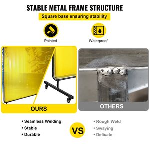 Schermo Protettivo per Saldatura in Vinile Giallo Ignifugo 6x6 Pollici con 4 Ruote per Operazioni di Saldatura - Product Image 4