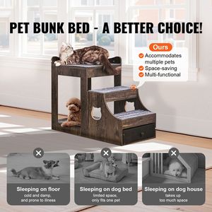 Letto a castello multi-livello rimovibile per animali domestici con scale e contenitore, lettino da finestra per cani/gatti, elegante divano letto per animali domestici - Product Image 2