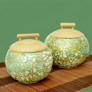 <b>Bamboo</b> Kitchen Storage Jar with Elegant Mother of Pearl Handmade Inlay Decorative <b>Container</b> for Modern Home Interior - Product Image 5