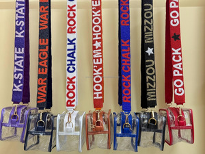 Vintage Portable College <b>Game</b> Day Stadium Approved Custom Beaded Strap <b>Hook</b> Clear Crossbody Waterproof Durable Vinyl/PVC Satchel - Product Image 3