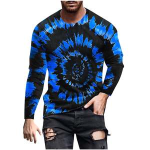 T-shirt tie-dye à manches longues pour homme, fabriqué par OEM, respirant, décontracté, doux, col rond, pour l'entraînement, le fitness, la mode en plein air, coupe ample - Product Image 4