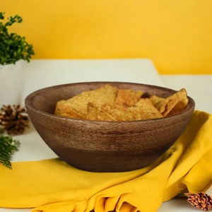 Tazón de Madera de Acacia Hecho a Mano, Acabado Natural, Diseño Wabi Sabi, Resistente al Calor, para Aperitivos, Frutas, Ensaladas, Fiestas, Sin Recubrimiento, Ecológico - Product Image 1