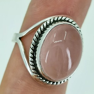 Rose <b>Quartz</b> Oval <b>Ring</b> 925 Sterling Silver Handmade Promise Jewelry for her bezel setting <b>Ring</b> January Birthstone Jewelry - Product Image 3