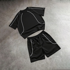 Ensemble de survêtement pour homme, t-shirt et short de sport d'été, séchage rapide, tenue de sport deux pièces - Product Image 1