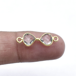 Crystal Pear Shape Connector 6mm | Bezel Heart <b>Charm</b> | Minimal Jewelry Link Supply - Product Image 3