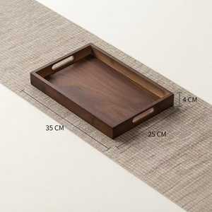 Plateau de service en bois avec poignées, plateau de table basse rustique en bois massif, plateau décoratif minimaliste pour salon - Product Image 3