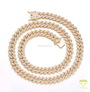 Chaîne cubaine en moissanite et diamant, argent sterling 925, bijoux de luxe style hip-hop pour hommes et femmes, vente en gros - Product Image 4