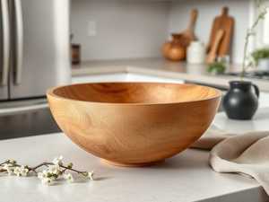 Indian Manufactured <b>Large</b> Handmade Wooden <b>Bowl</b> for Salad <b>Pasta</b> Fruit Bread Serving Rustic Home Kitchen Decor Available for Sale - Product Image 4