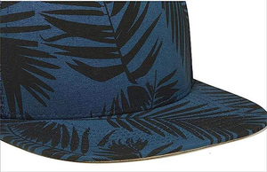 Tropical Leaf Print Mesh Trucker Cap Unisex Adjustable Snapback <b>Hat</b> Blue Casual <b>Summer</b> Style 6-Panel Design - Product Image 6