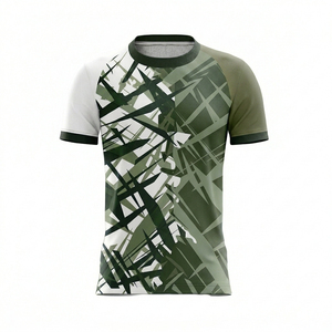 T-shirt à manches courtes pour homme, vert olive, col rond, coupe classique, couleur unie, jersey tricoté, coton respirant, 180g, écologique - Product Image 2