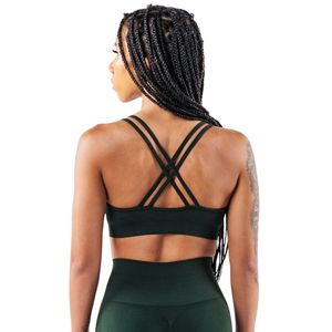 Soutien-gorge de sport pour femme, décolleté en V profond, vert forêt, dos croisé, doux et extensible, pour fitness, entraînement en salle de sport, course à pied, performance - Product Image 2